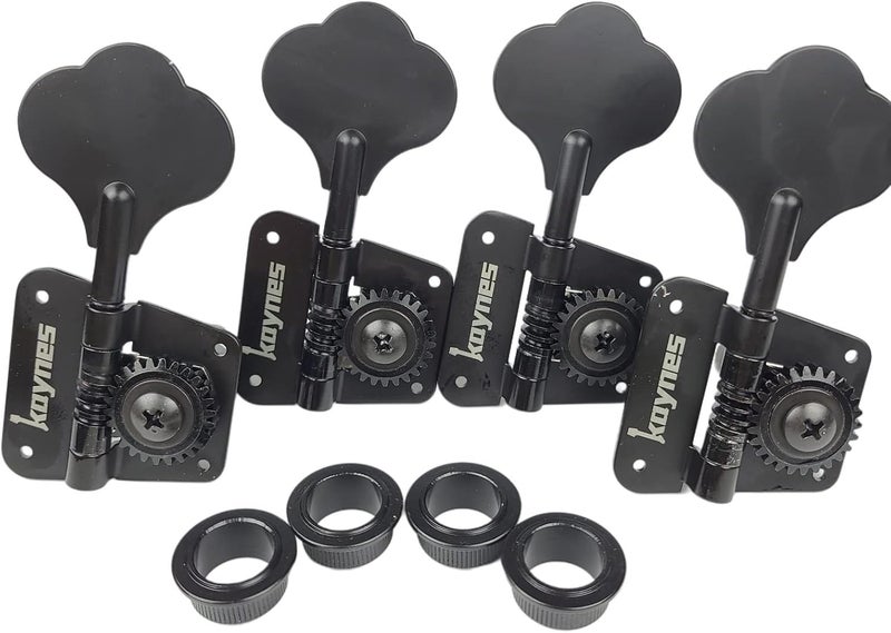 Kaynes Bass Tuners 1:26 Ratio Open Frame Tuning Key Pegs Machine Head Tuners for Electric Jazz Precision Instruments (Black) - Image 2
